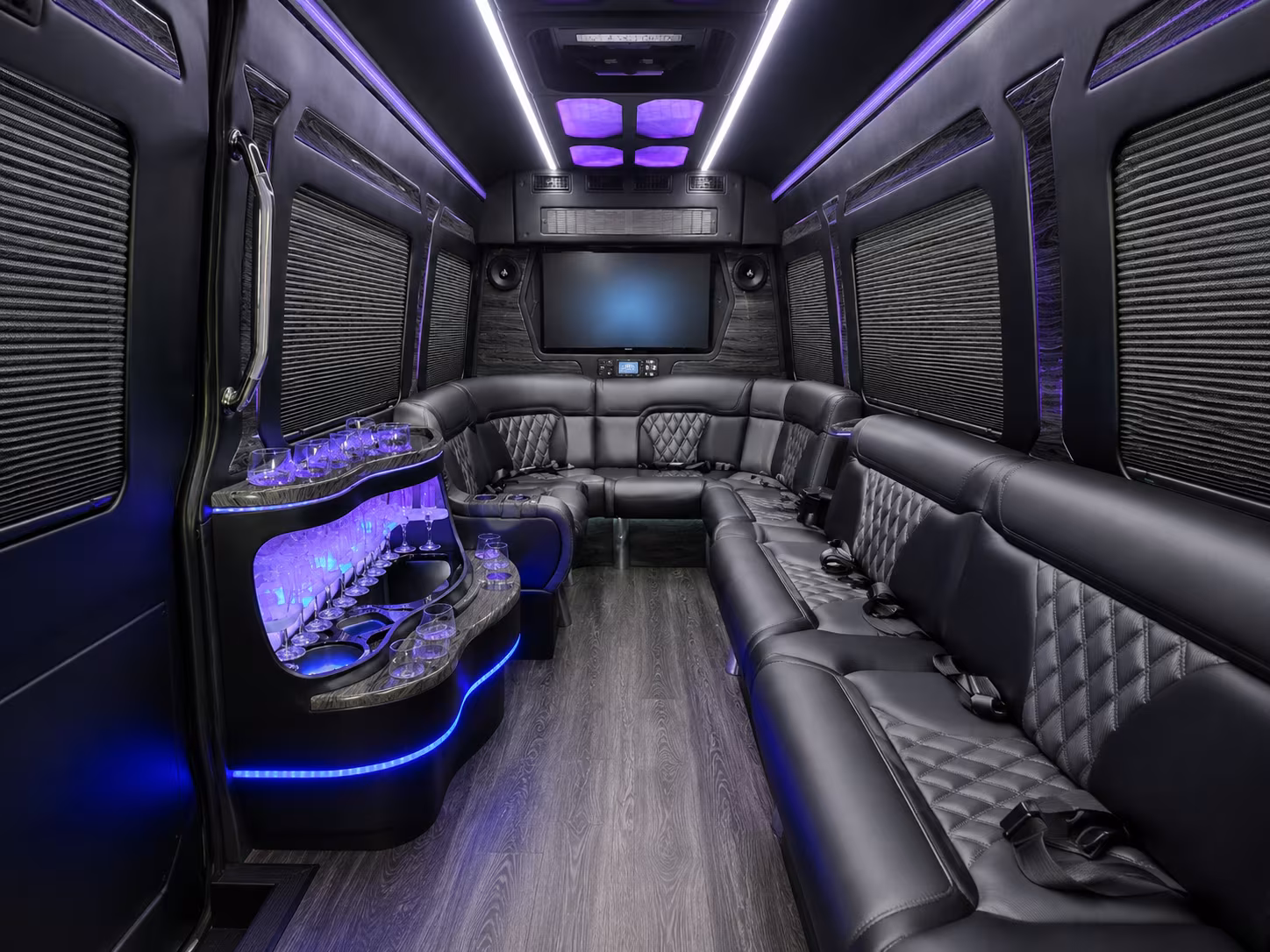 santa maria 18 passenger party bus inside