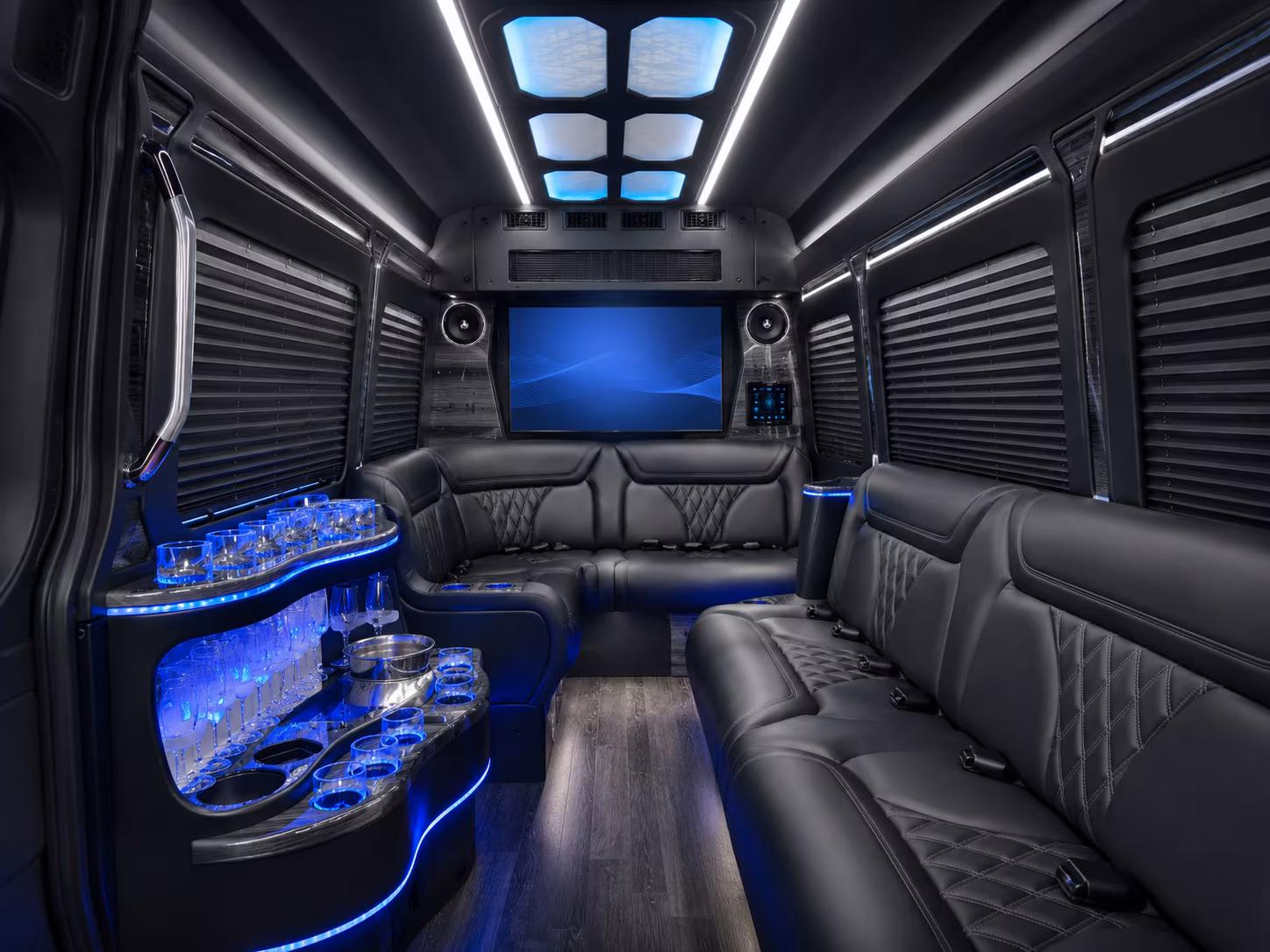 santa maria 50 passenger party bus inside